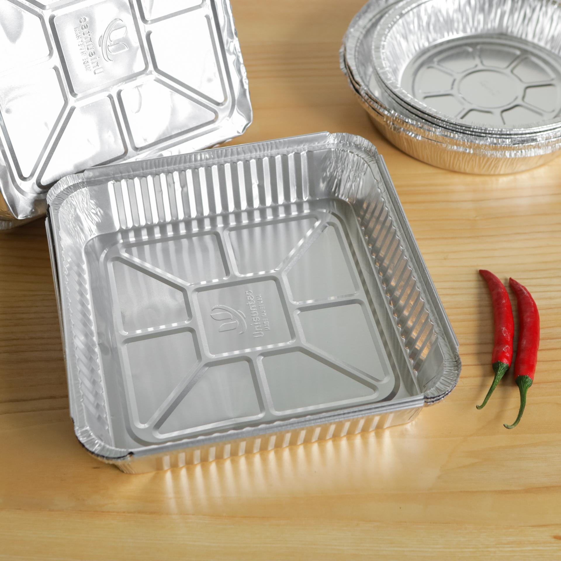 Disposable aluminium foil containers 1750ml square